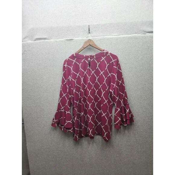 Charter Club Pink Diamond Print Blouse Womens XL Polyester & Spandex Made In Ind - Picture 4 of 4